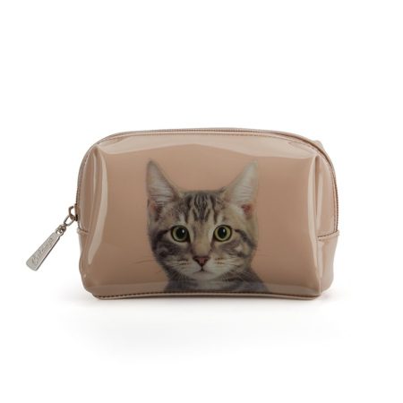 Catseye London Tabby on Taupe Beauty Bag | Cosmetica-shop.com