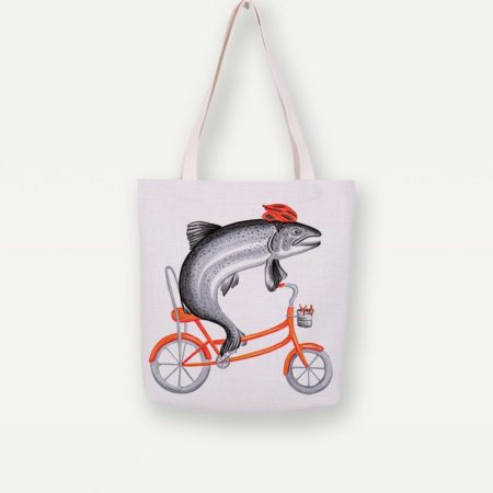 Fish On a Bicycle Duurzame Canvas Tas | Cosmetica-shop.com