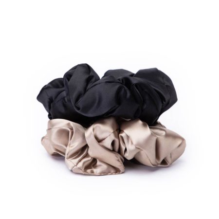 Kitsch Satin Pillow Scrunchies Black/Gold | Cosmetica-shop.com