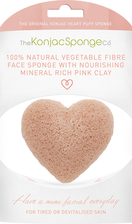 Konjac Heart Sponge Pink French Clay | Cosmetica-shop.com