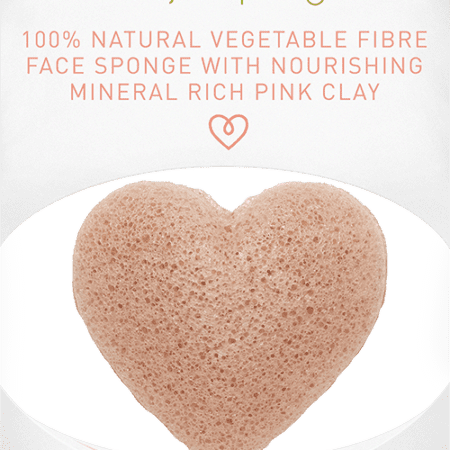 Konjac Heart Sponge Pink French Clay | Cosmetica-shop.com