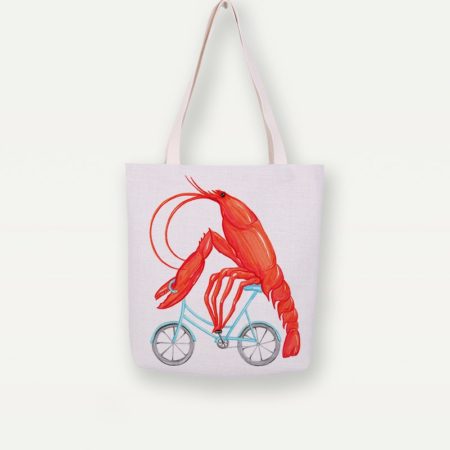 Lobster On a Bicycle Duurzame Canvas Tas | Cosmetica-shop.com