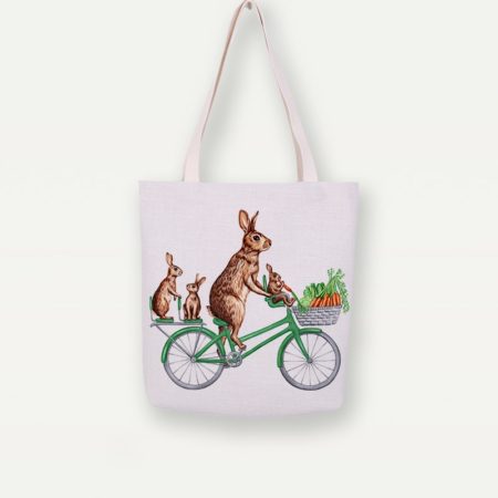 Rabbit On a Bicycle Duurzame Canvas Tas | Cosmetica-shop.com