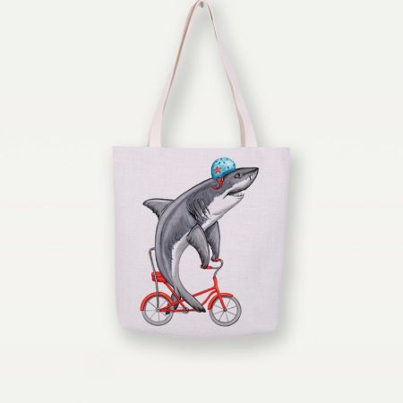 Shark On a Bicycle Duurzame Canvas Tas | Cosmetica-shop.com