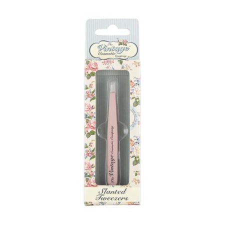 The Vintage Cosmetic Company Slanted Tweezer Soft Touch Pink | Cosmetica-shop.com